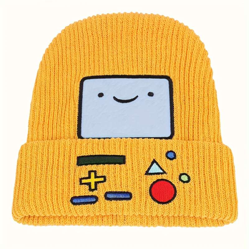 1pc Robot Adventure Treasure Embroidered Beanie Unisex Brimless Knitted Hat Casual Warm Cold Ha