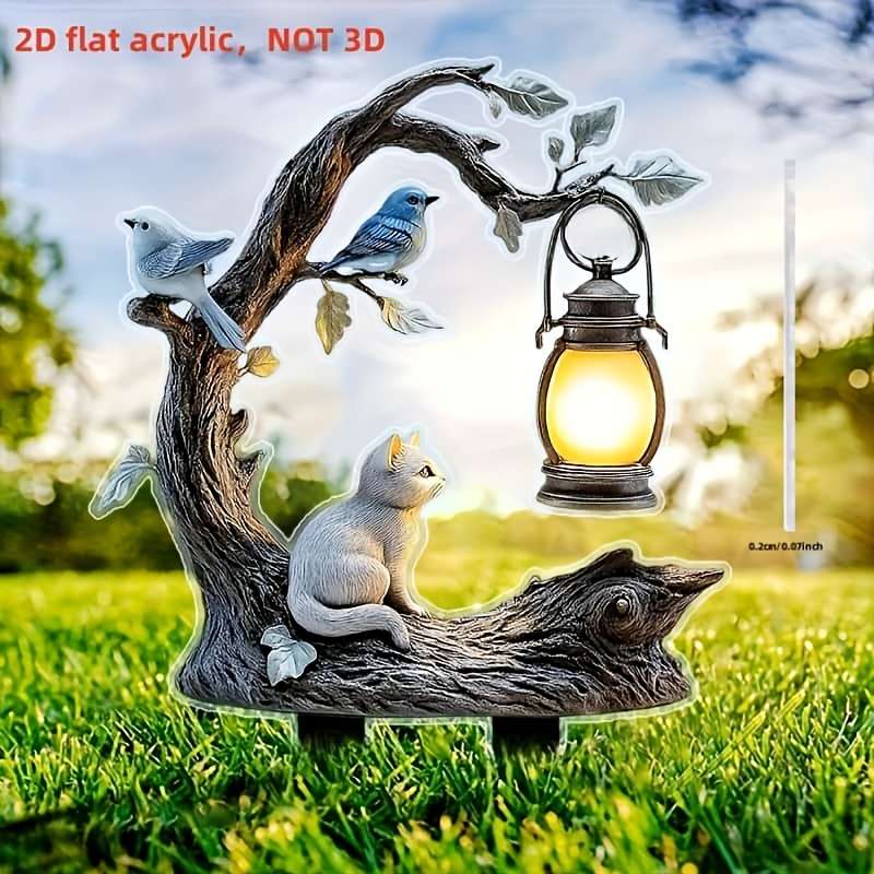 1pc 2D Flat   Cute Cat Garden Sign Decoration Yard Stake for Garden Outdoor Lawn Decor Ground