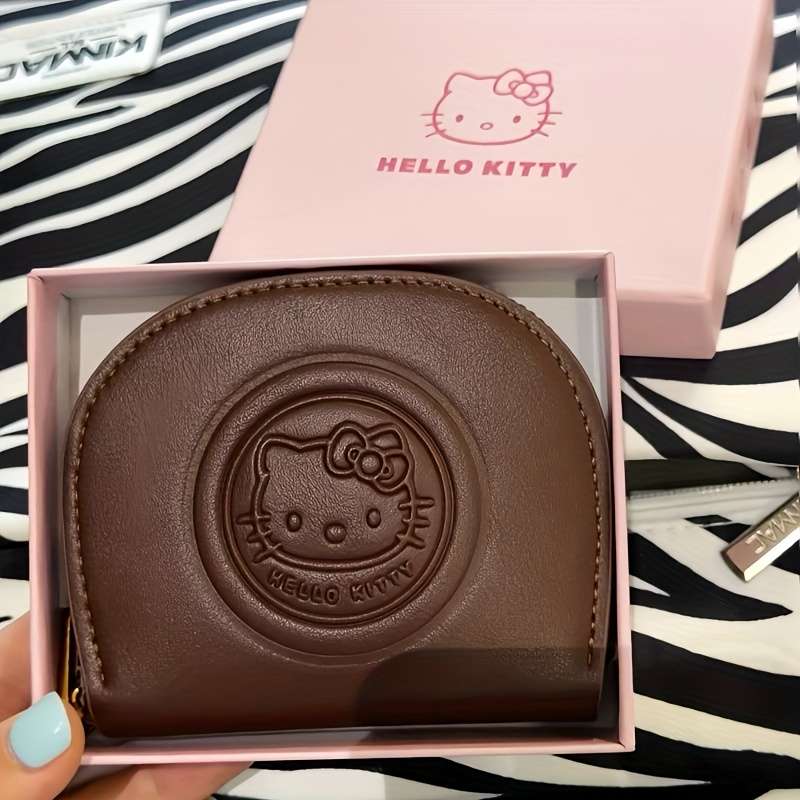 1pc for hello kitty Brown Wallet with Zipper Closure Lightweight Portable Mini Purse for Car