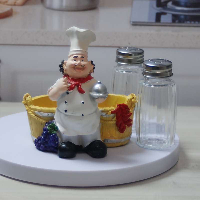 1pc chef wooden barrel glass salt and pepper shaker ornament