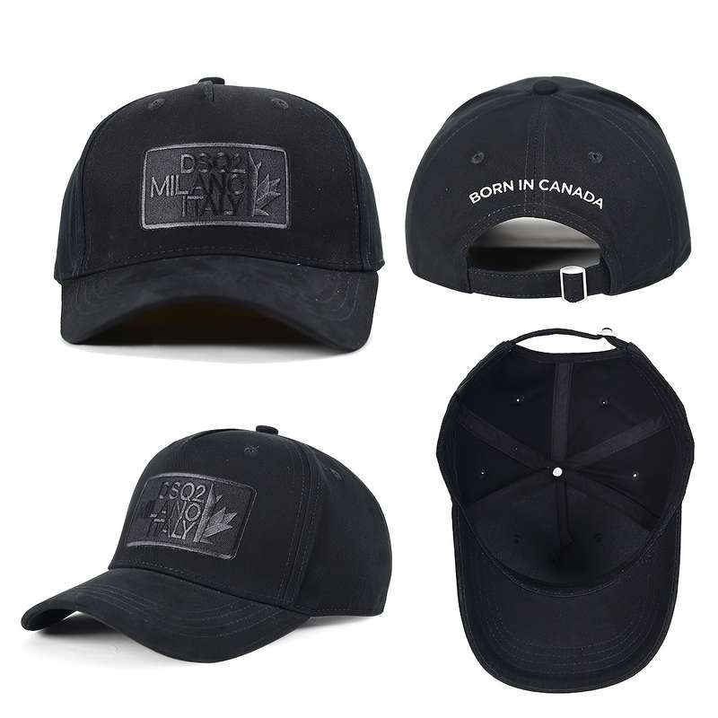 1pc DSQ2 Italy Maple Leaf Baseball Cap Adjustable Snapback Lightweight Cotton Black with White