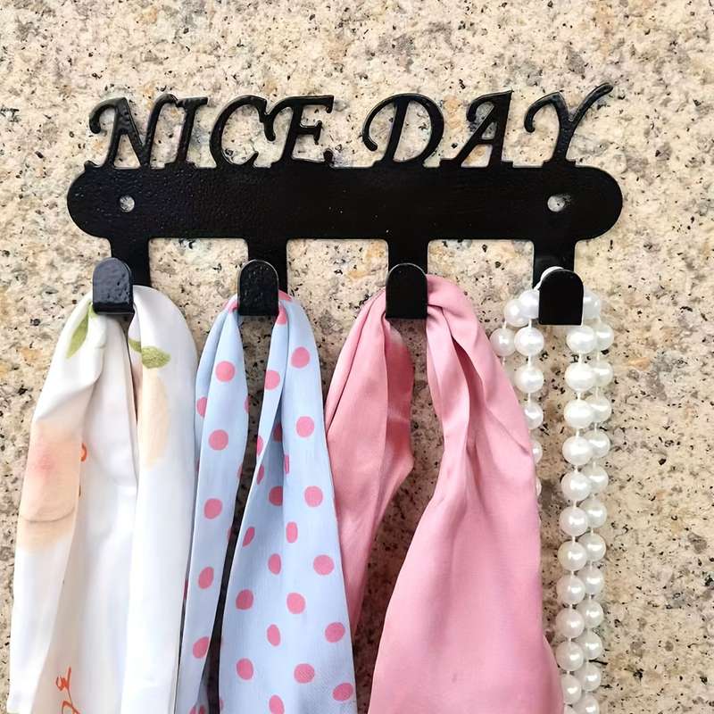 Festive Metal Key Hook with NICE DAY DesignWall Mountable Powder Coated Rust Resistant