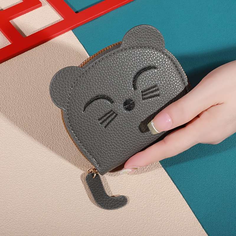 1pc Playful Touch Adorable Cartoon Cat Mini Wallet C Sweet Style Coin Purse with Multiple Card Sl