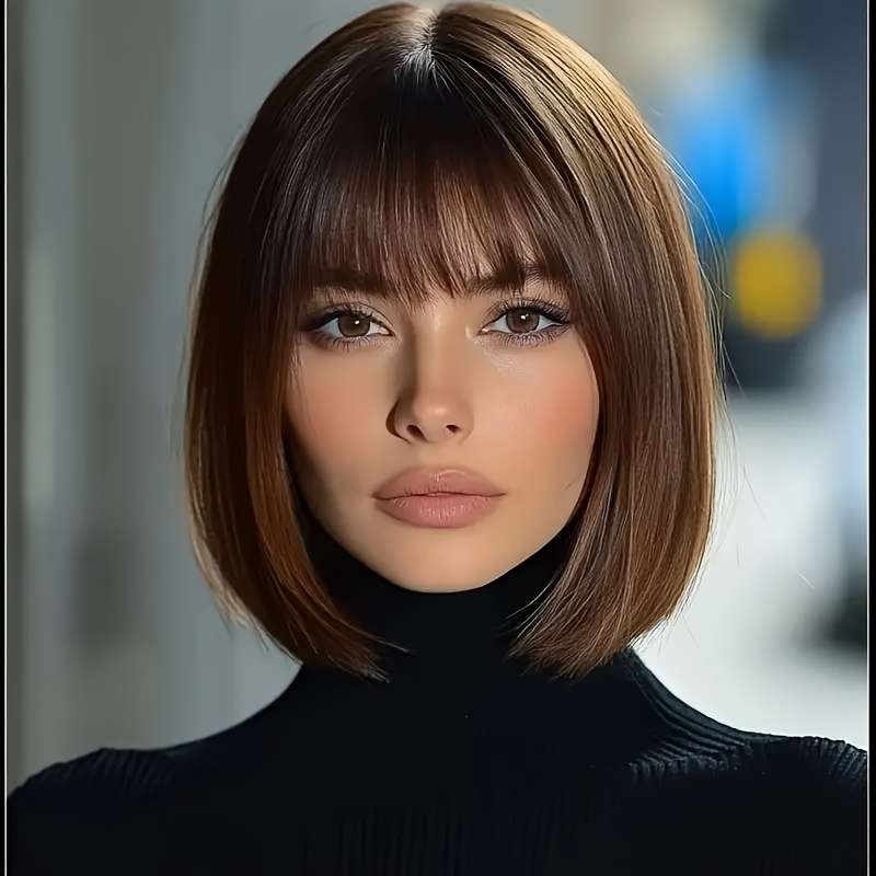 1Pc Dark Brown 30.48cm Fashion Design Wig