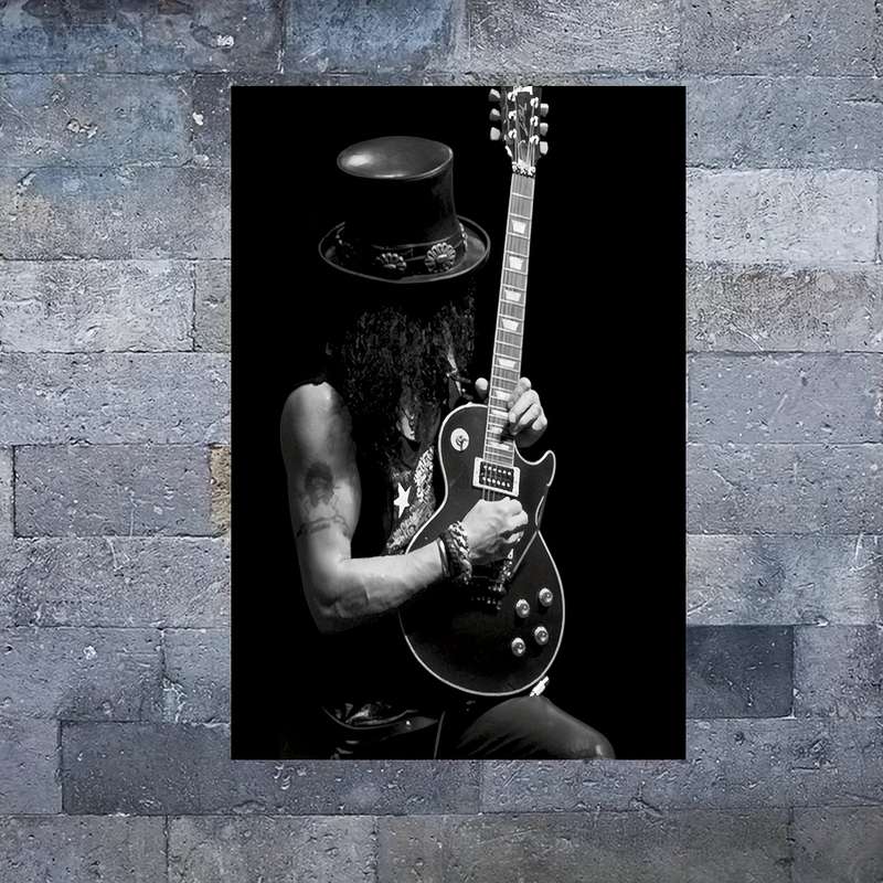 1pc 2D Flat  Frameless Stage Slash Guitars Vintage Music Canvas Poster Canvas Wall Art Bed