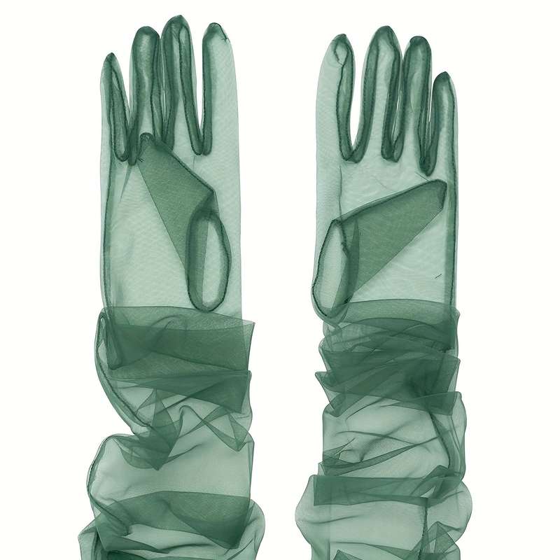 1 Pair Lake Blue Evening Party Gloves