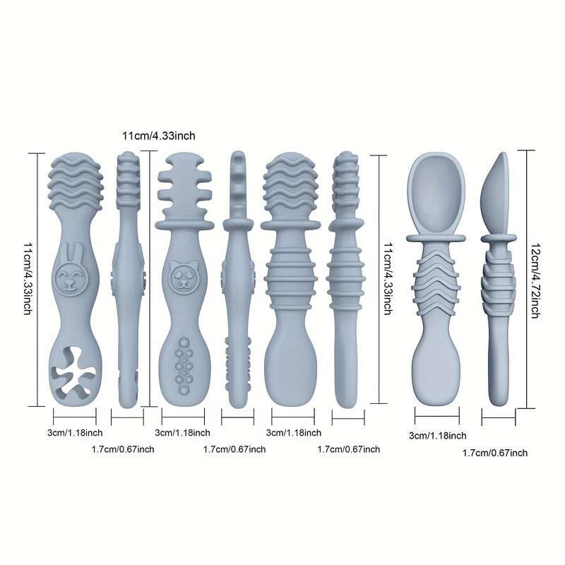 4pcs Baby Silicone Chewing Spoon Set Food Grade Silicone Spoon And Fork Set Silicone Spoon S