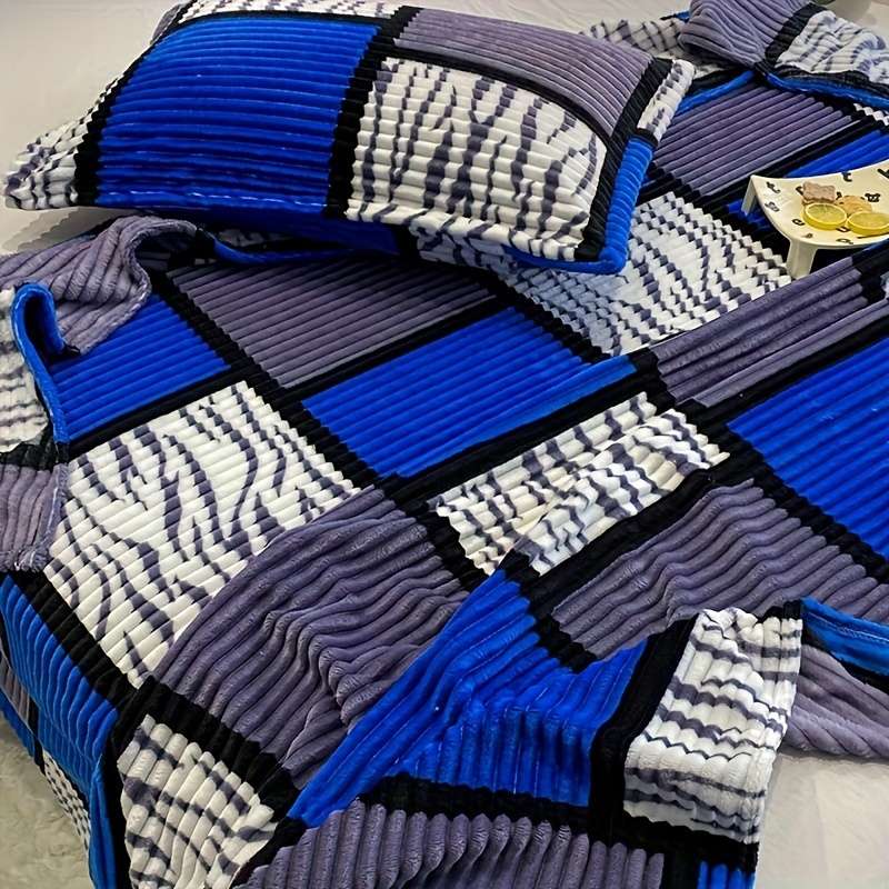 1ps Blanket Color Red And Blue Grid size 70x100