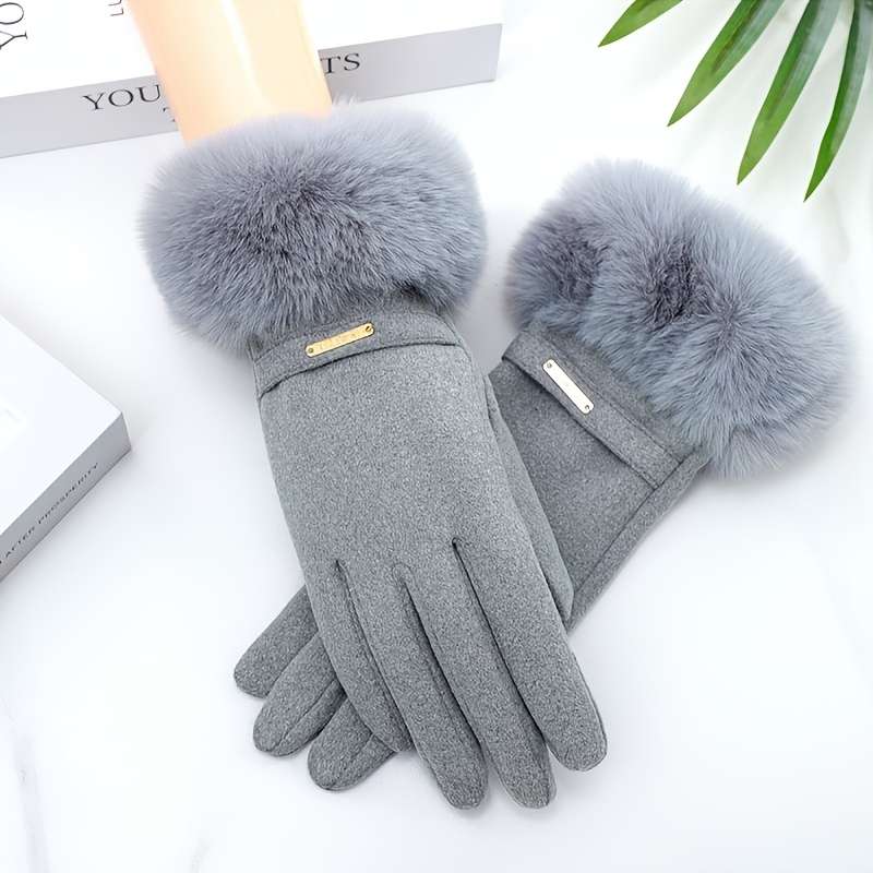 1 Pair Khaki Warm Gloves