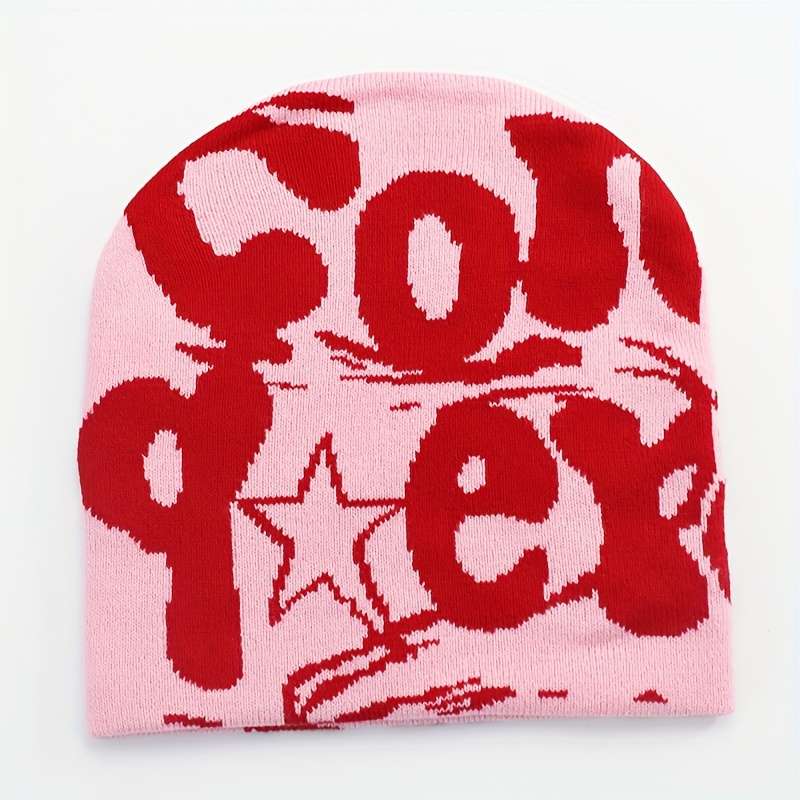 1pc Unisex Knit Beanie Trendy cope Letter Design Windproof Street Style Hat for All Season