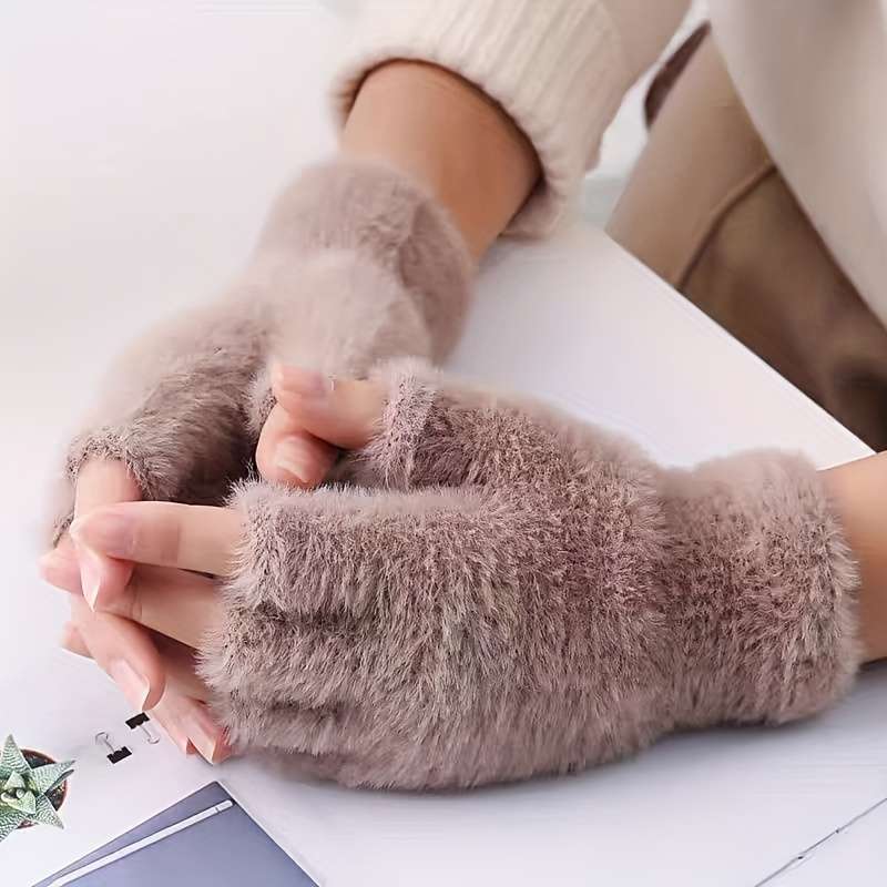 1 Pair Black Warm Gloves