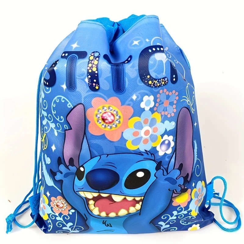 1pc Stitch Drawstring Backpack Modern Non-Woven Fabric Ideal for Office Travel Gifts