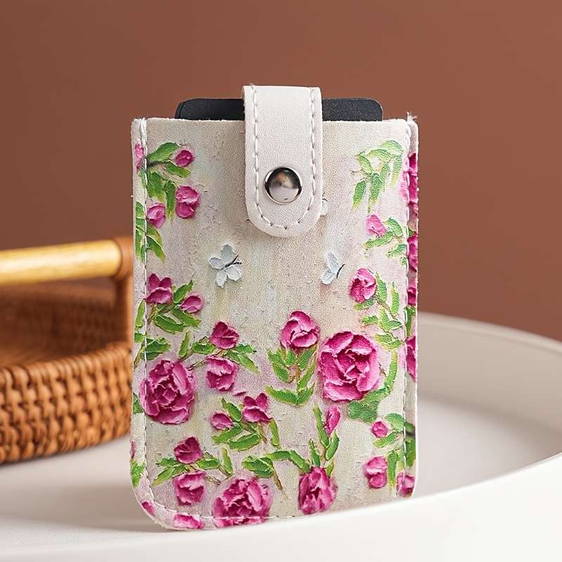 1pc Fashion Style Pull Out Card Bag Multi Card Slot Portable Small with Snap Closure and Polyes