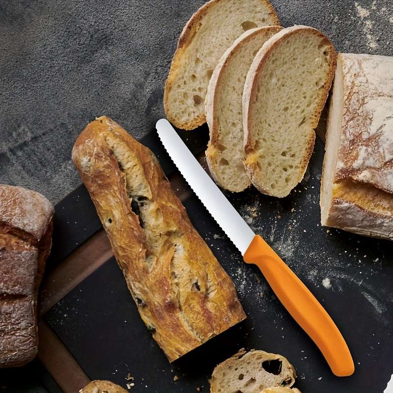 6pcs Vibrant Color Kitchen Knives Set Premium Stainless Steel Serrated Bread Tomato Cuttin