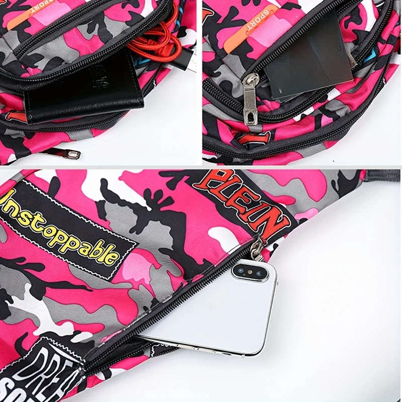 1pc Leisure Sports Outdoor Waist Bag Shoulder Messenger Bag Chest Bag Wear-Resistant Oxford Cloth