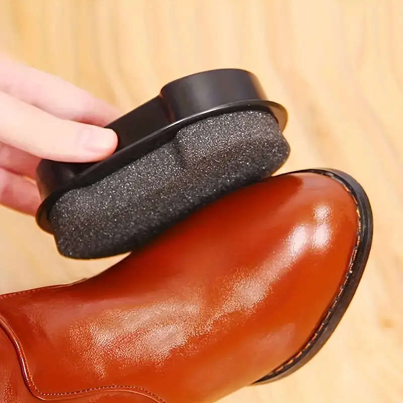 1pc Double-Sided Portable Shoe Polish Sponge Quick Decontamination Colorless Faux Leather Cleaner Co