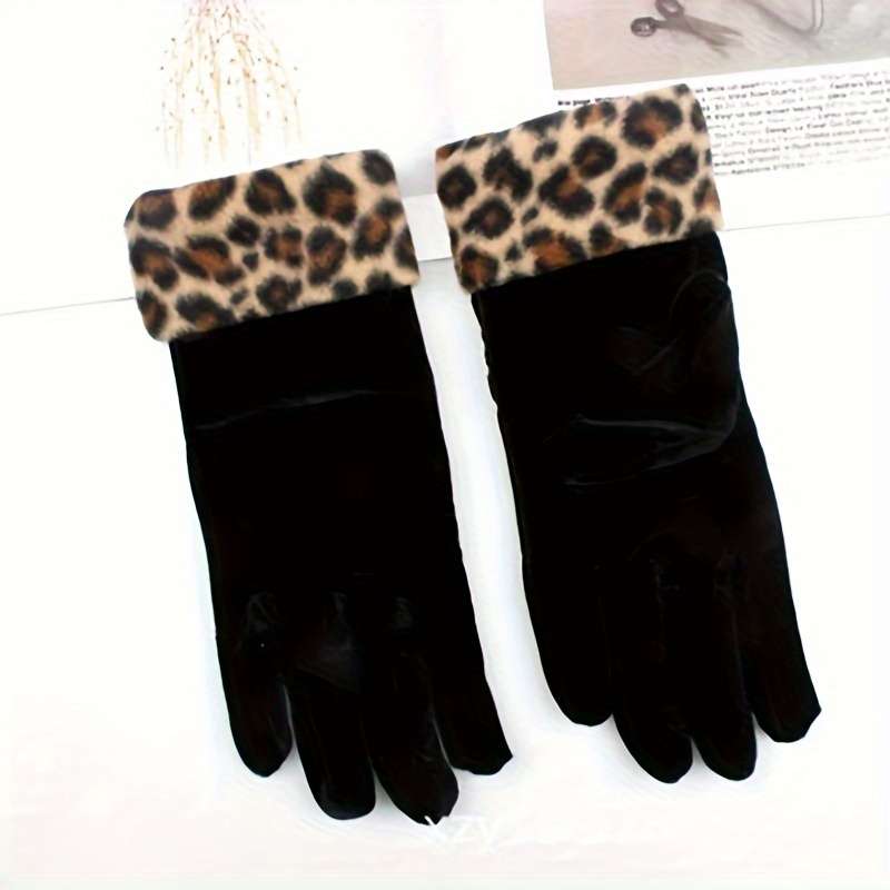 1 Pair Leopard Warm Gloves