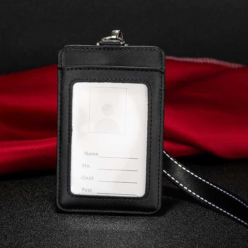 1pc PU Leather Work ID Badge Holder with RFID Block 1 pc Durable ID Card Case with Lanyard Mult