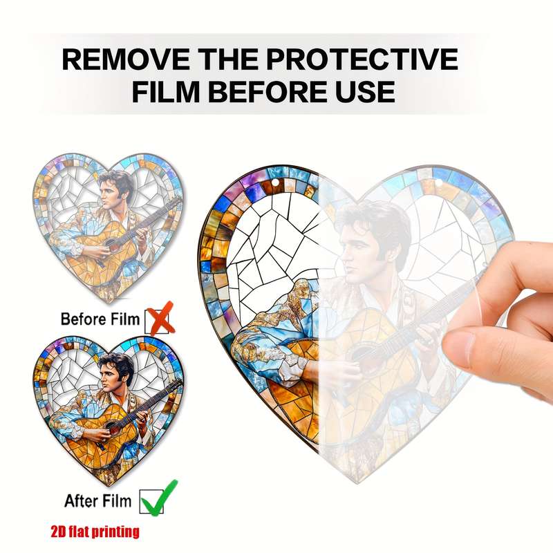 1pc 2D Flat   Vintage Graphic Musical Theme Acrylic Wall Hanging Suncatcher 20.32cm x 20.32cm