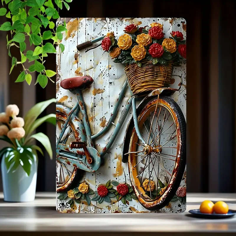 1pc Bicycle Retro Metal Tin Sign 20cmx30cm Interesting Decorative Hanging Sign Suitable for Room Wal