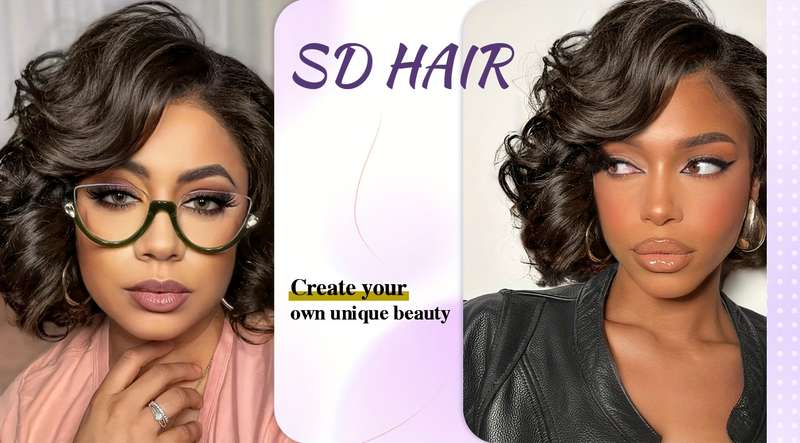 1Pc Black 20.32cm Fashion Design Wig