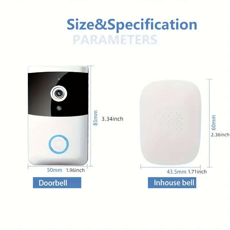 1pc Doorbell Camera Wireless Intelligent Visual Doorbell Home Intercom HD Night Vision Rechargeable