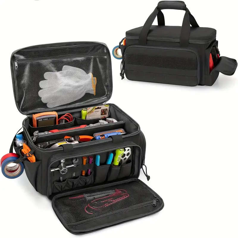 1pc 14inch Durable Fabric Tool Bag for Men Anti-Abrasion Base Multi-Purpose Organizer for Electricia