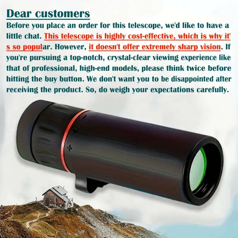 1pc High-Definition Monocular Telescope 10x25 Compact Design with Fixed Focus Ideal for Outdoor Adve