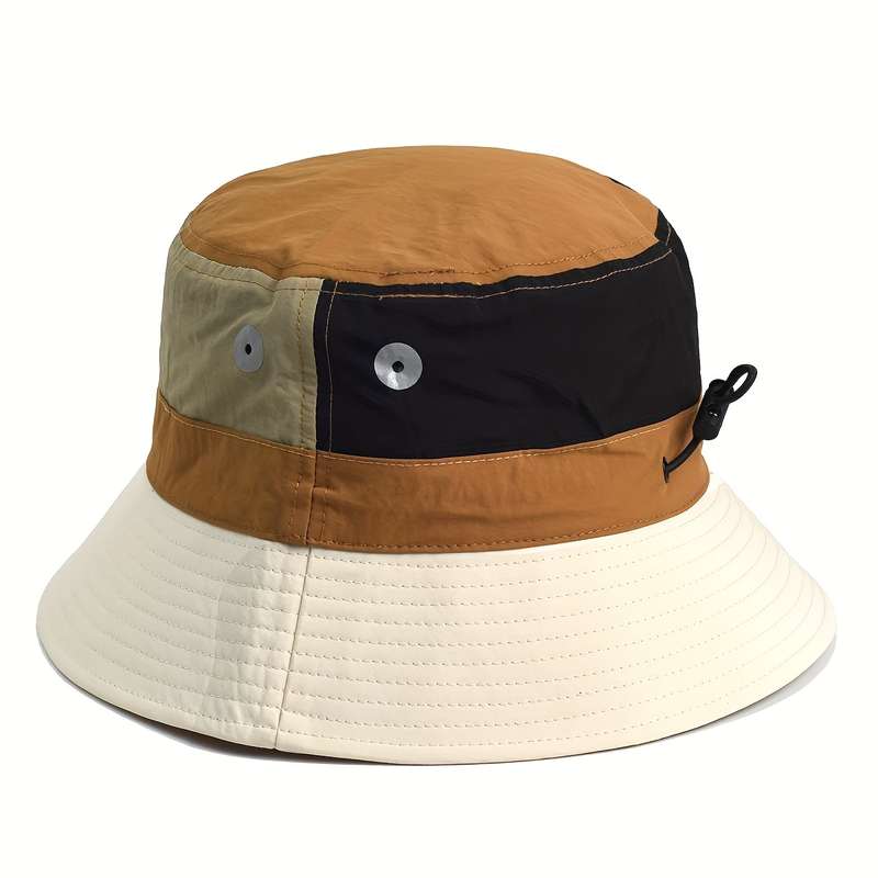 1pc Lightweight Quick-Dry Breathable Bucket Hat for Couples Stylish Color Block Design Adjus