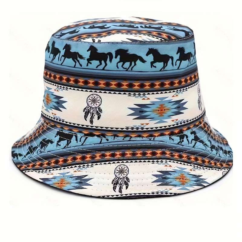 1pc Reversible Cotton Bucket Hat Unisex Outdoor Casual Sun Protection Cap Lightweight Printed Des