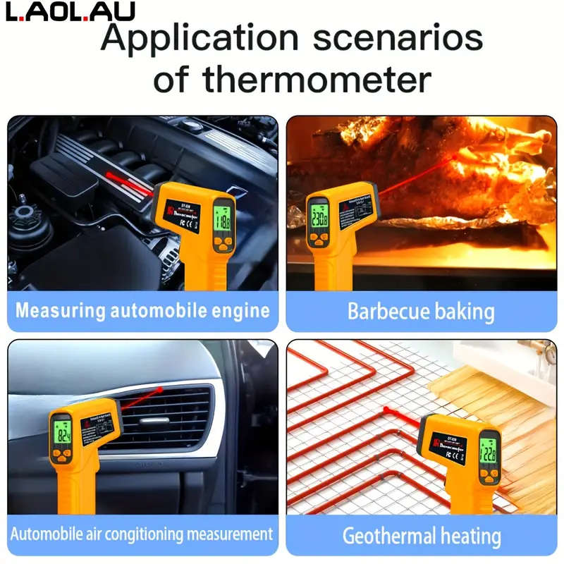 1pc Infrared Thermometer Gun Digital Non-contact IR Laser with Adjustable Emissivity