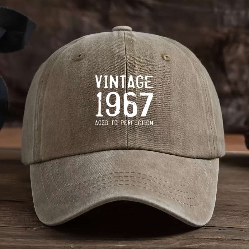 1pc Vintage 1967 Aged to Perfection Baseball Cap Adjustable Breathable Cotton Hat for Men Wome