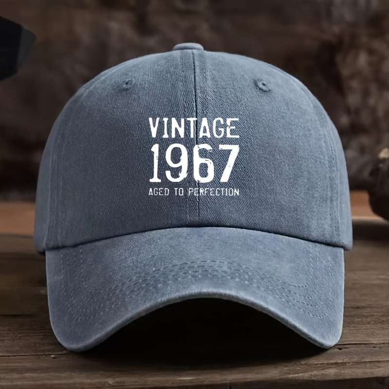 1pc Vintage 1967 Aged to Perfection Baseball Cap Adjustable Breathable Cotton Hat for Men Wome