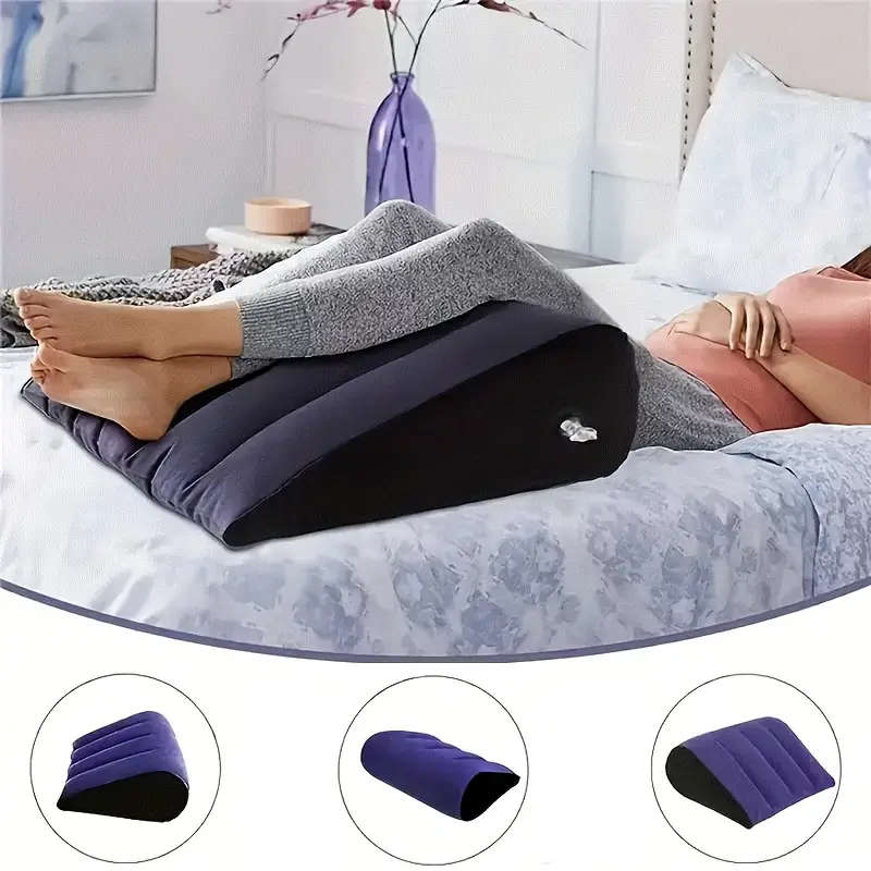 1pc Inflatable Leg Pillow Plush Leg Pillow Inflatable PVC Triangle Cushion Reliable for Home and Out