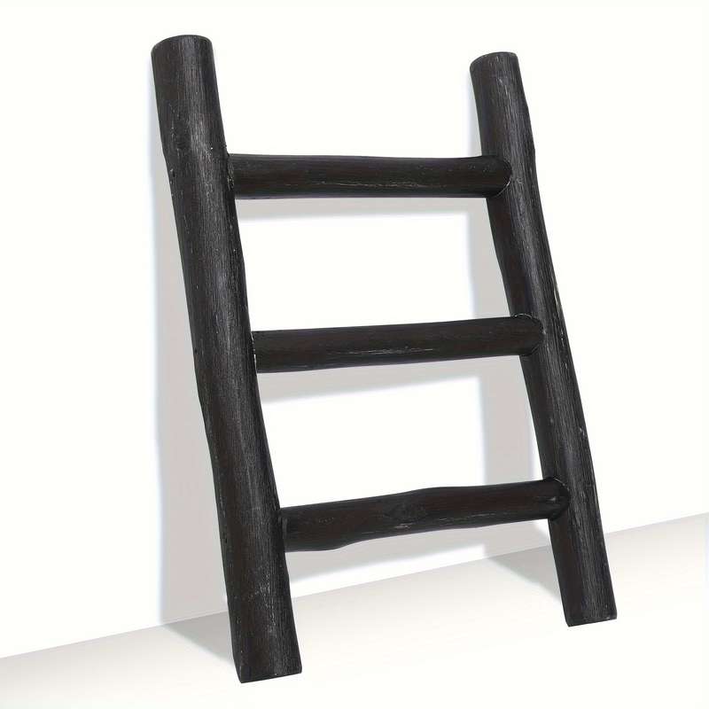 1pc Rustic Farmhouse Mini Wooden Ladder Versatile Tea Towel Holder Display Rack for Kitchen and