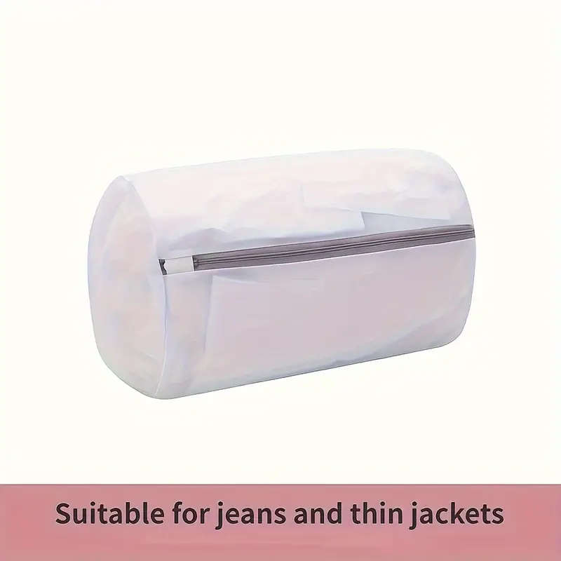 1pc Durable Polyester Mesh Laundry Bag for Shoes Zippered Round Washing Machine Organizer for Sneake