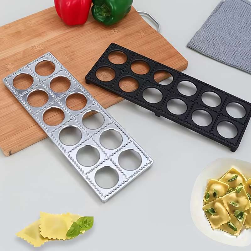 12-Hole Aluminum Ravioli Press Mold Manual Italian Dumpling Maker for Pierogi Wonton and Po