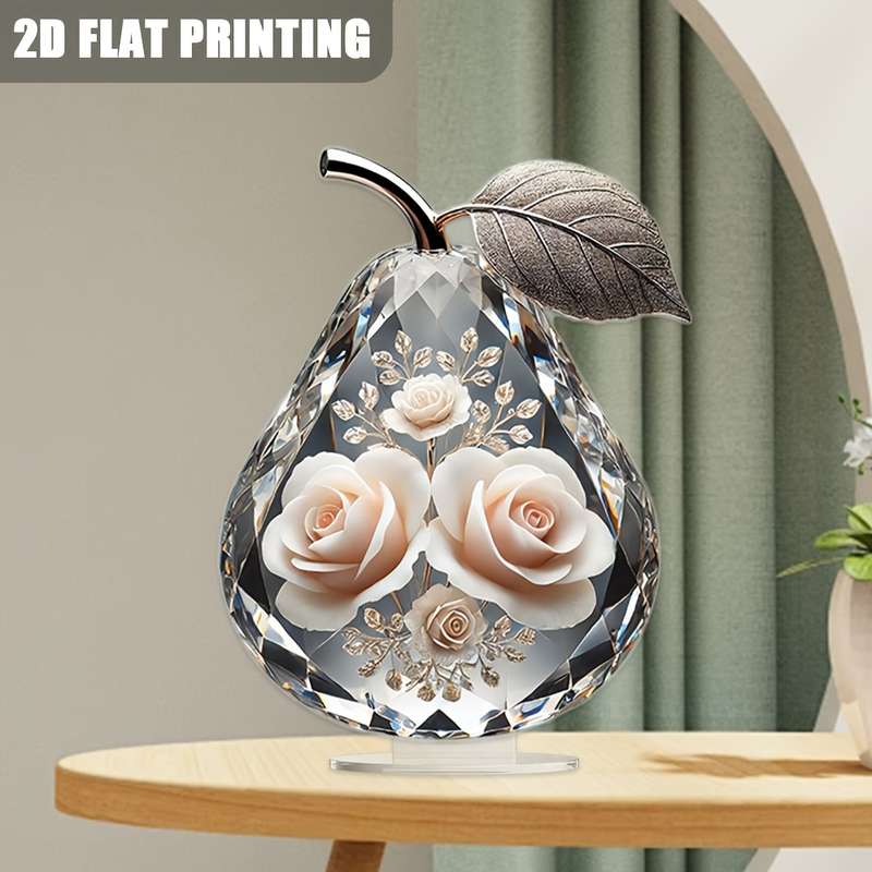 1pc 2D Flat   color high-definition printing  of artistic decorative acrylic pear-shaped