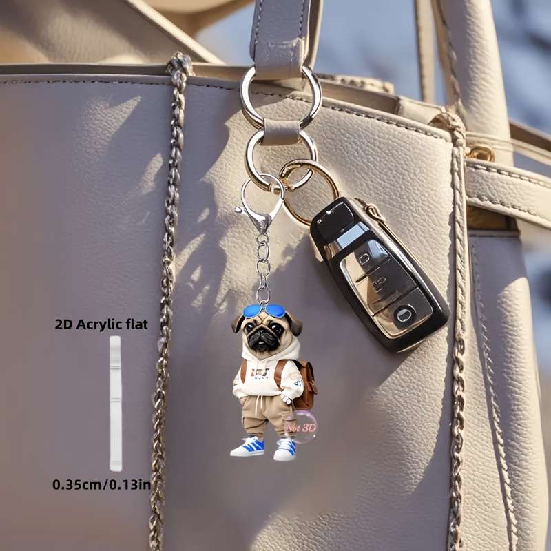 1pc 2D Flat   cute backpack Habadog acrylic keychain suitable for decorating bags and car keys