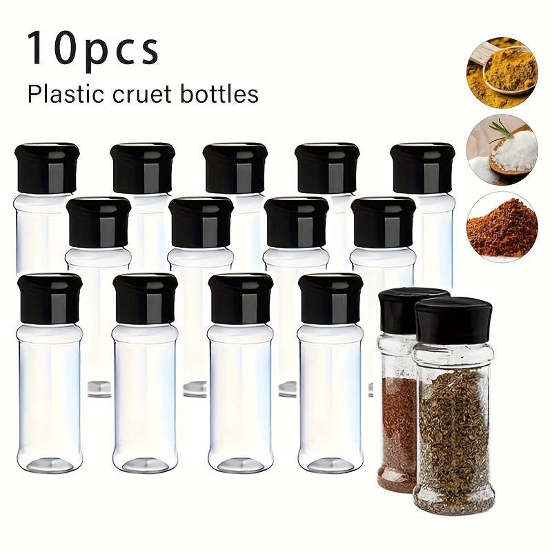 10pcs Plastic Spice Jar Spice Bottle Seasoning Bottle Kitchen Seasoning Jar Outdoor Pepper