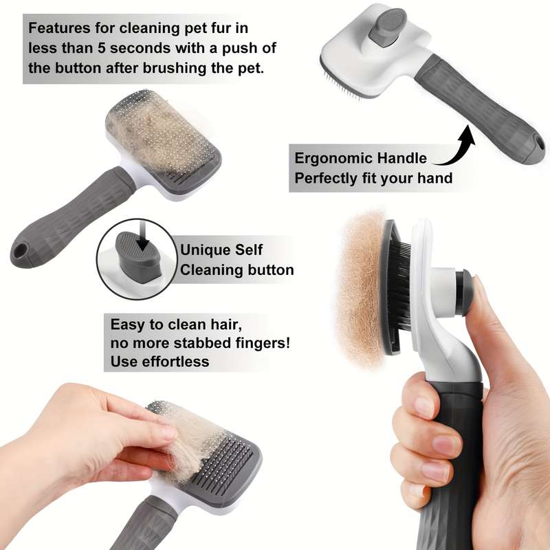 1pc Gray Brush Pet Comb