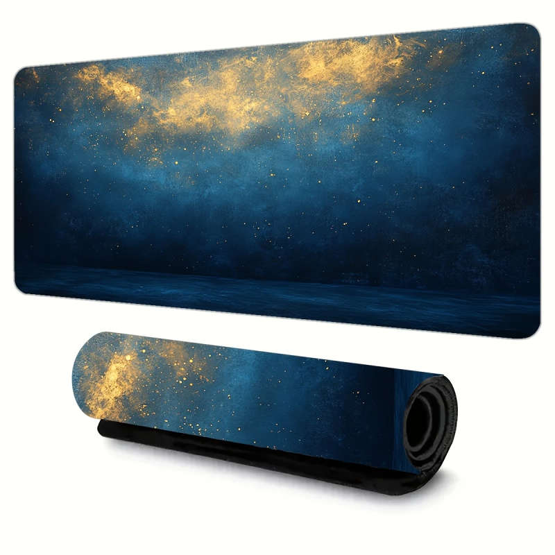 1pc 30x60cm Fantasy Deep Blue Golden Glitter Starry Sky Mouse Pad Soft Touch Office Desk Accessory