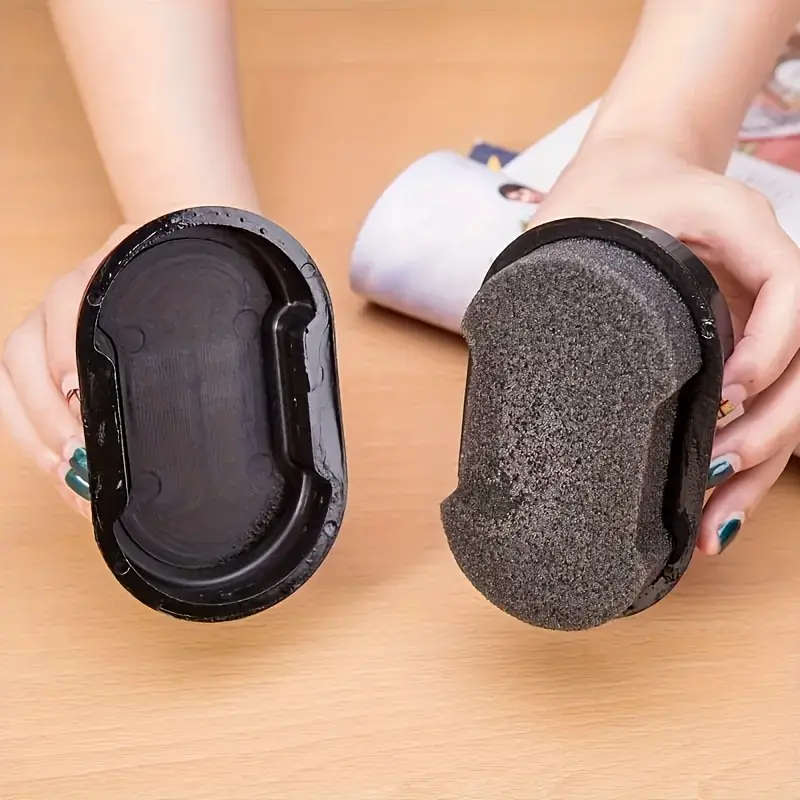 1pc Double-Sided Portable Shoe Polish Sponge Quick Decontamination Colorless Faux Leather Cleaner Co
