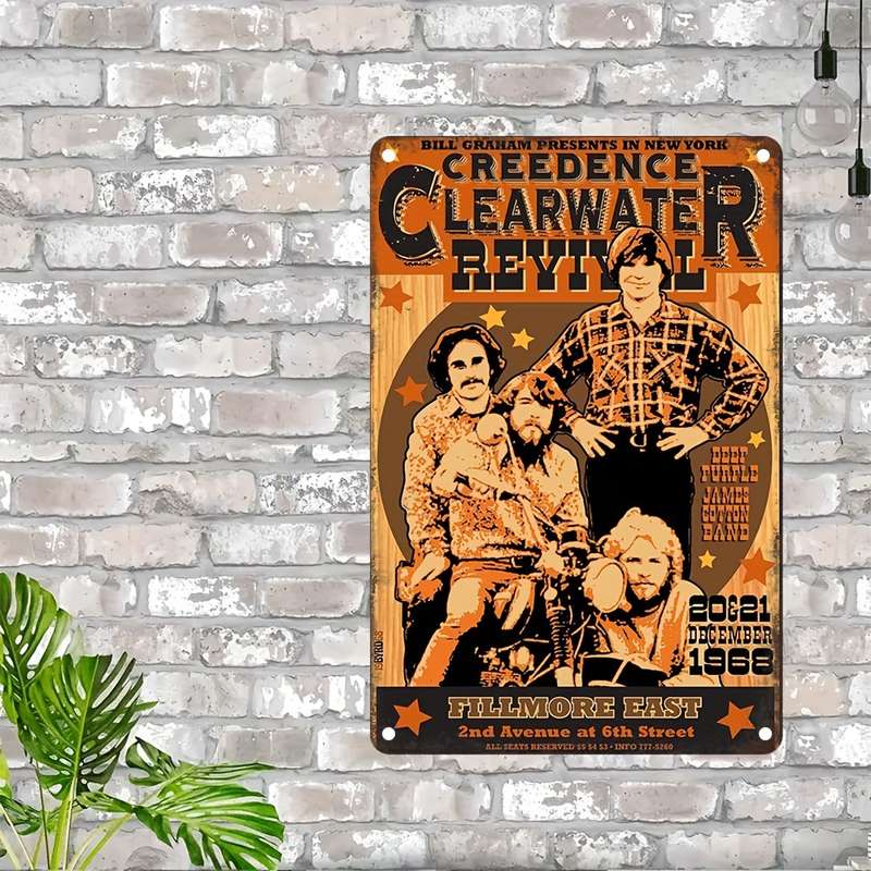 1pc  Creedence Clearwater Revival Band Vintage Iron Sign 20.32x30.48 cm Retro Music Wall Art W
