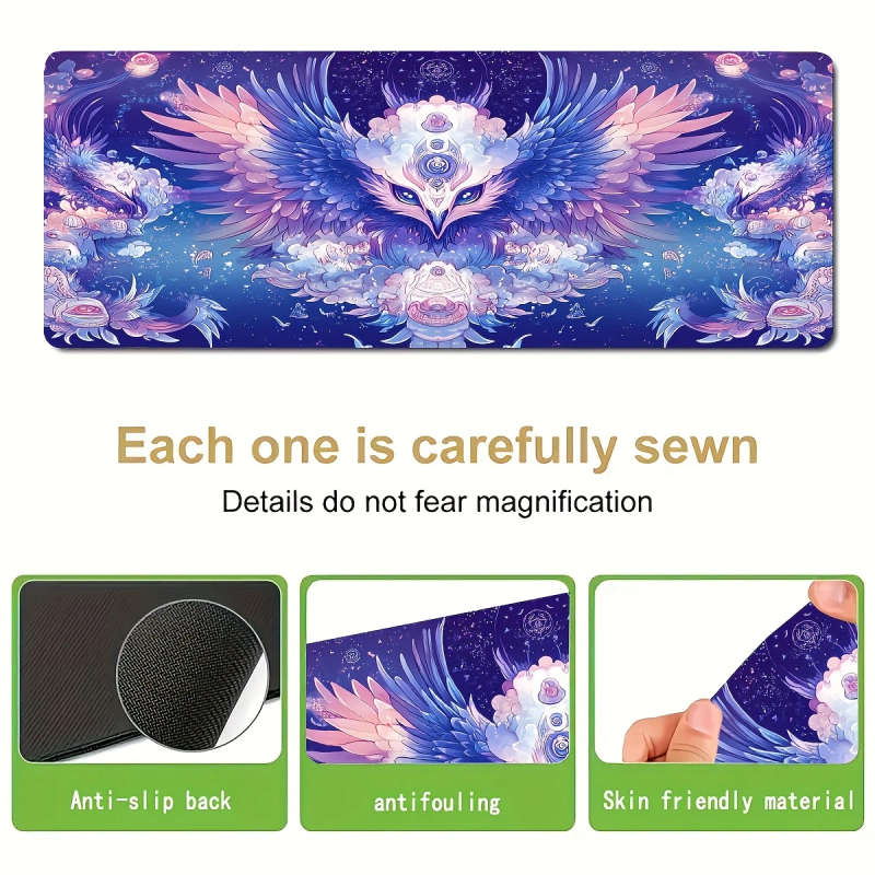1pc 30x80cm Starry Night Owl Design Mouse Pad Waterproof Non-Slip Washable Desk Mat