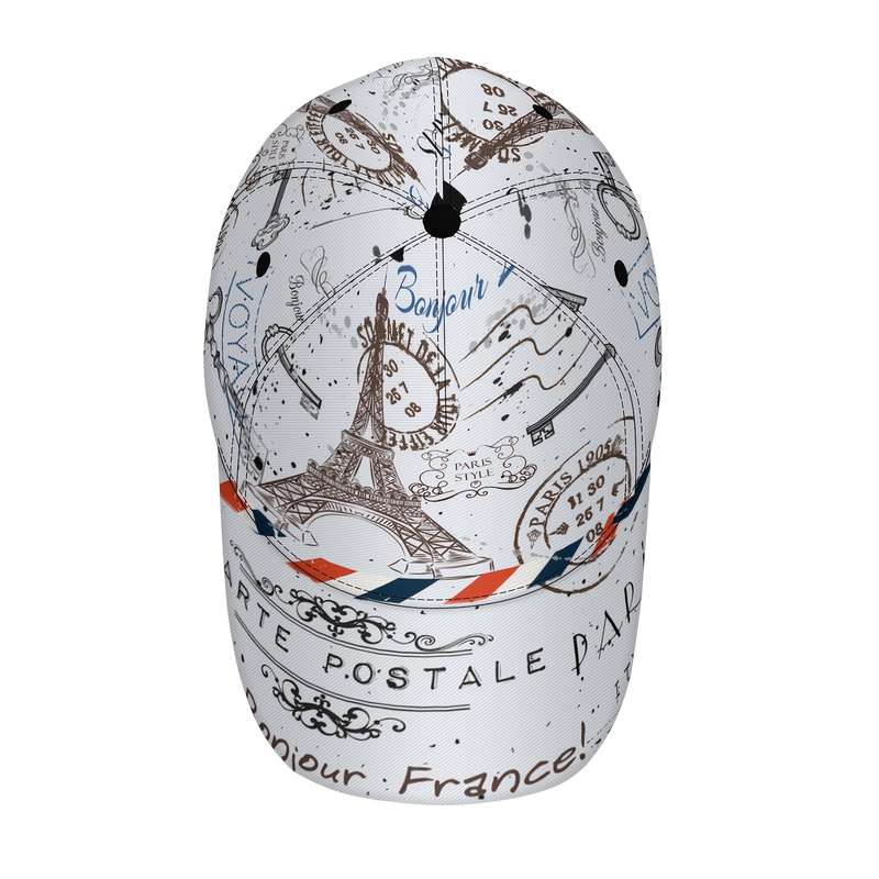 1pc Lightweight Quick-Dry Baseball Cap with Eiffel Tower Postmark Design Sporty Polyester Runni