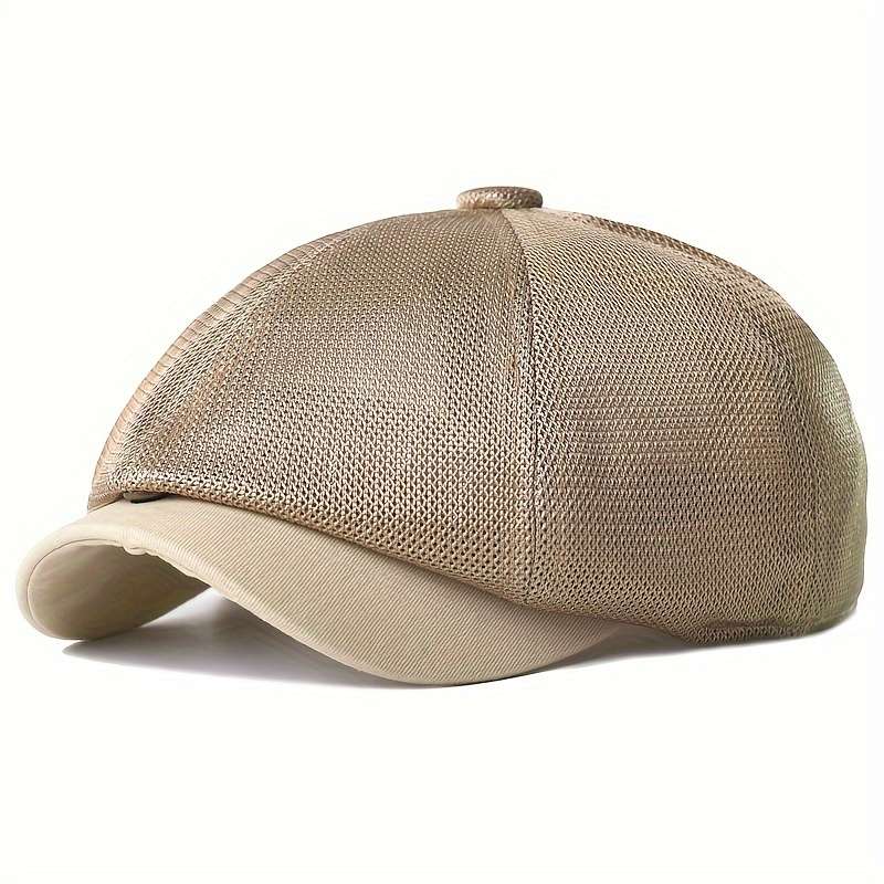 1pc Breathable Mesh Newsboy Cap Summer Casual Outdoor Beret Fashion Solid Color Octagonal Hat fo