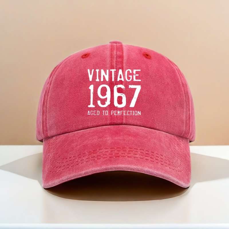 1pc Vintage 1967 Aged to Perfection Baseball Cap Adjustable Breathable Cotton Hat for Men Wome