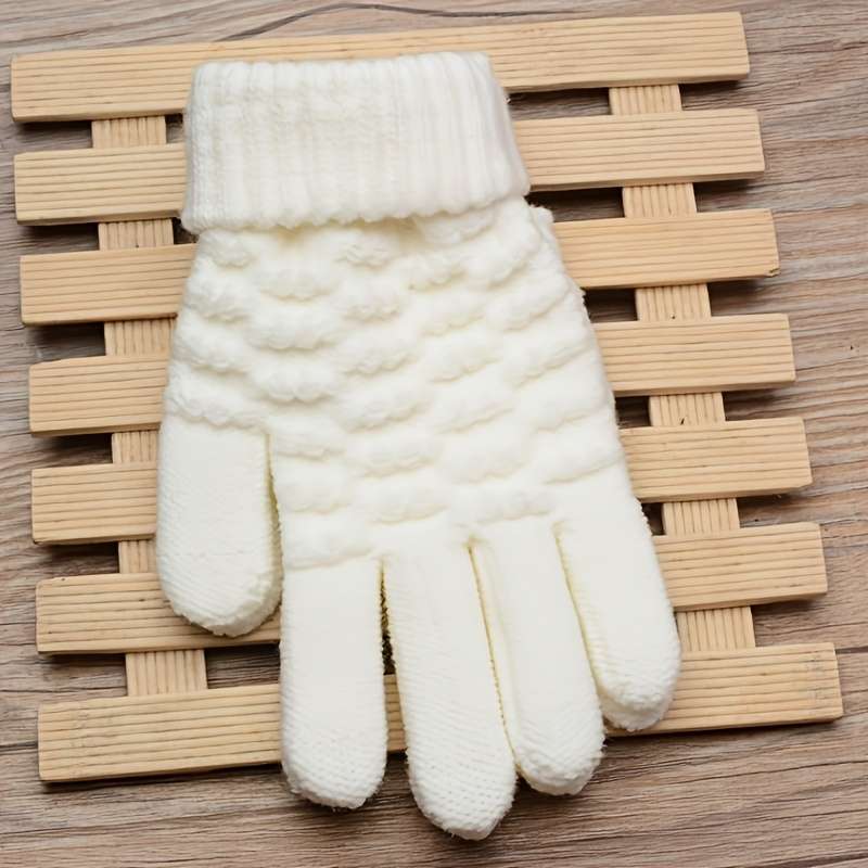 1 Pair White Warm Gloves