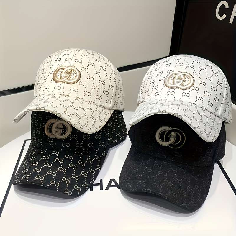 1pc Trendy Premium Curved Brim Baseball Cap Embroidery Letter G Logo Full Print Trucker Hat Sna